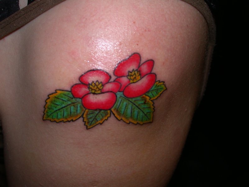 scarlet begonias flower tattoo